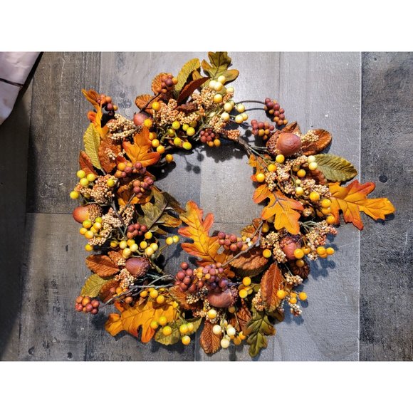 Fall Autumn wreath acorn leaf leaves Thanksgiving decor - Picture 2 of 4